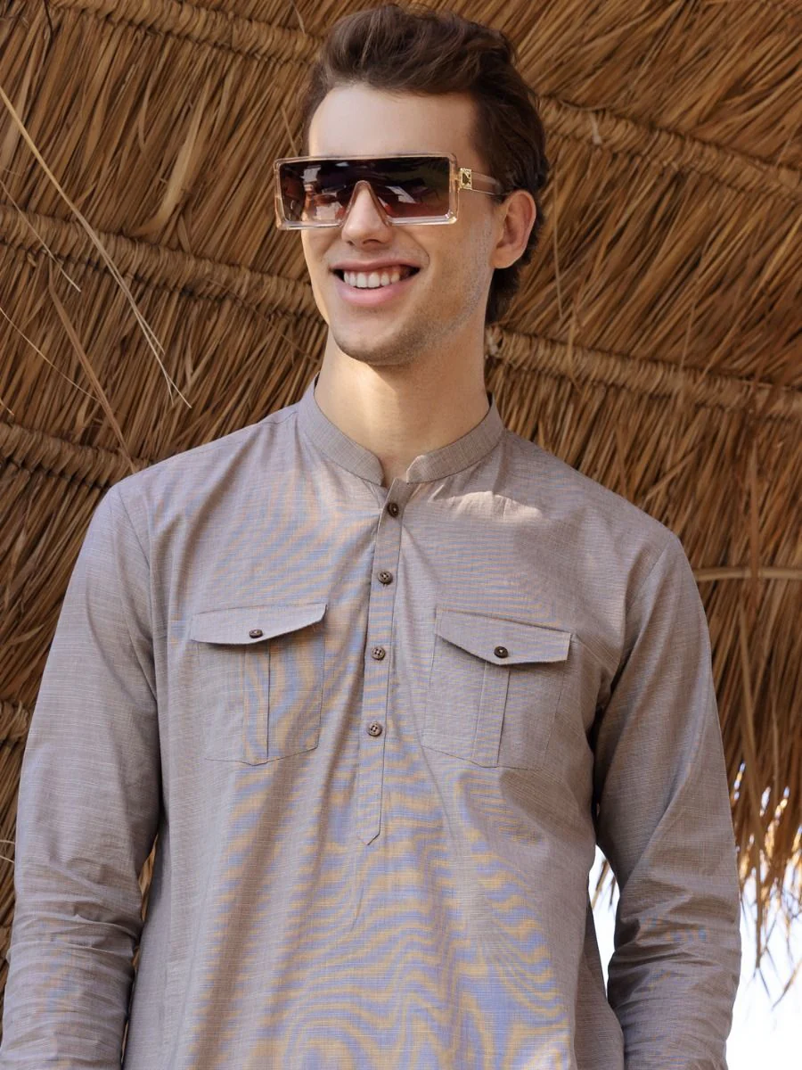 ASH GREY COTTON KURTA | AL-K-US-964/AM-950C - Image 2