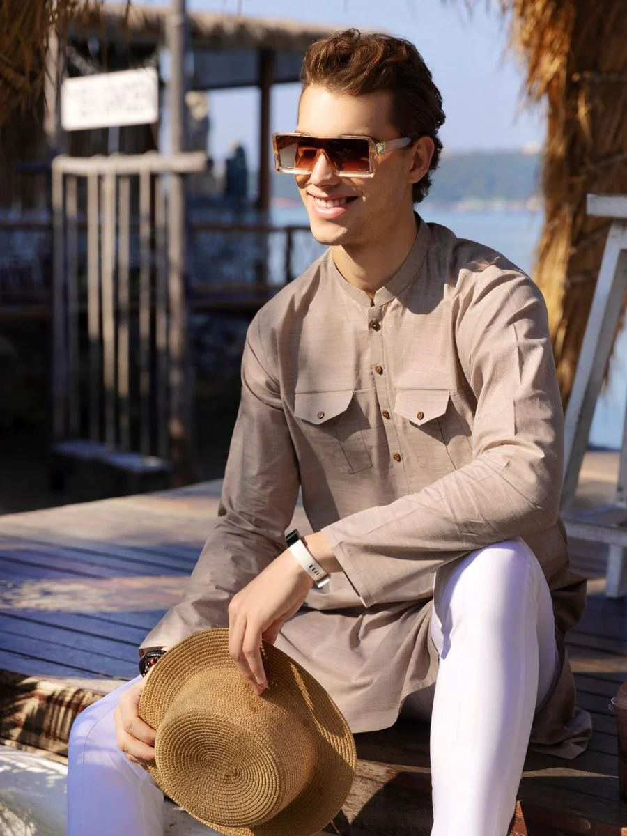 ASH GREY COTTON KURTA | AL-K-US-964/AM-950C - Image 3