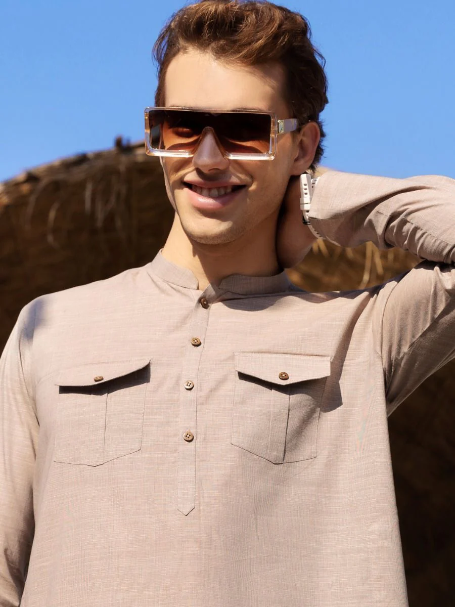 BROWN COTTON KURTA | AL-K-US-967/AM-950A - Image 2