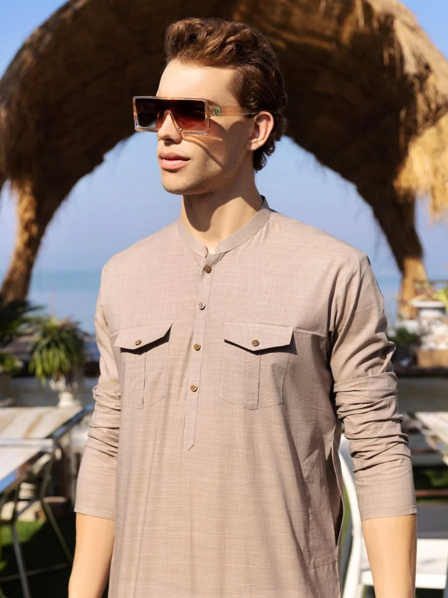 BROWN COTTON KURTA | AL-K-US-967/AM-950A - Image 4
