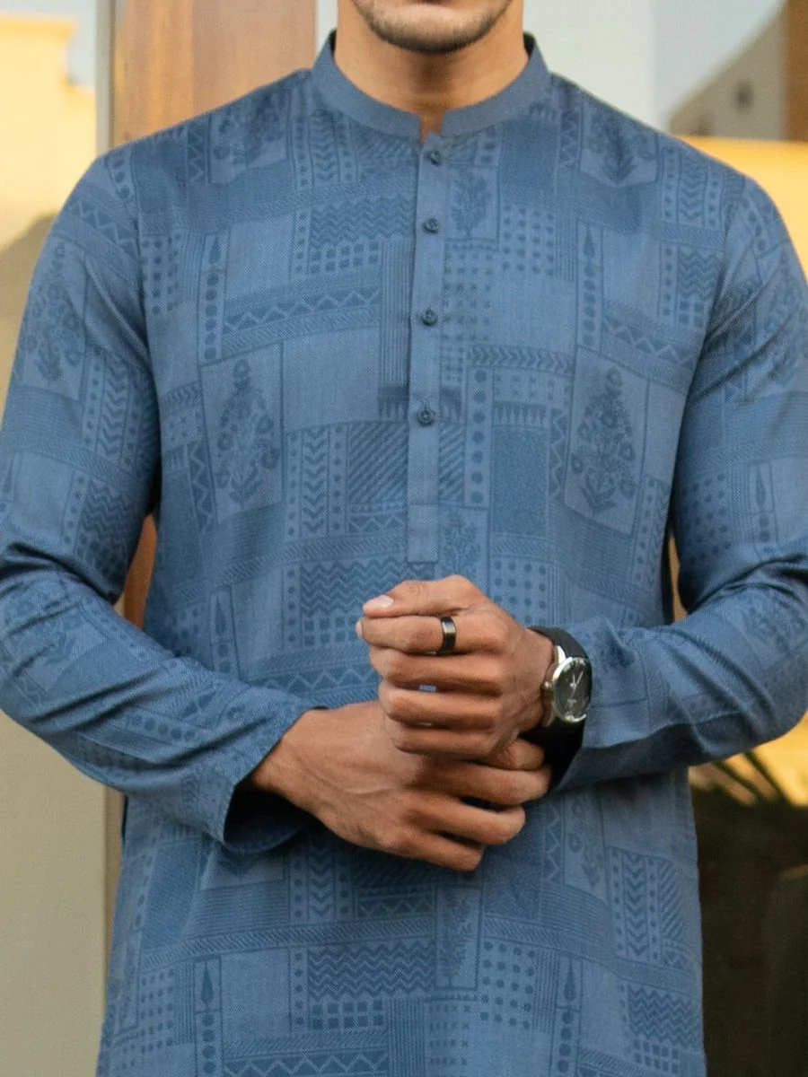 BLUE VISCOSE KURTA | AL-K-US-968/AM-5012A - Image 2
