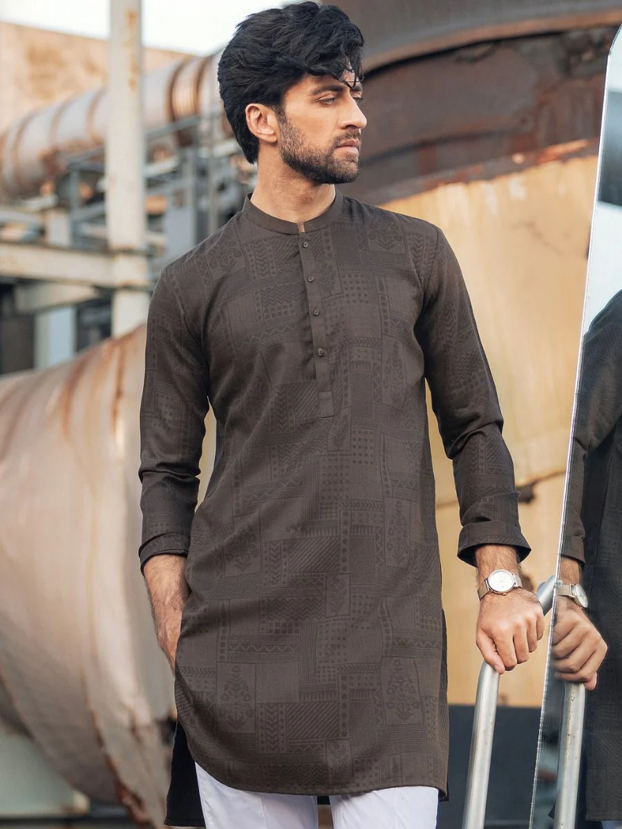 BROWN VISCOSE KURTA | AL-K-US-969/AM-5012B - Image 2