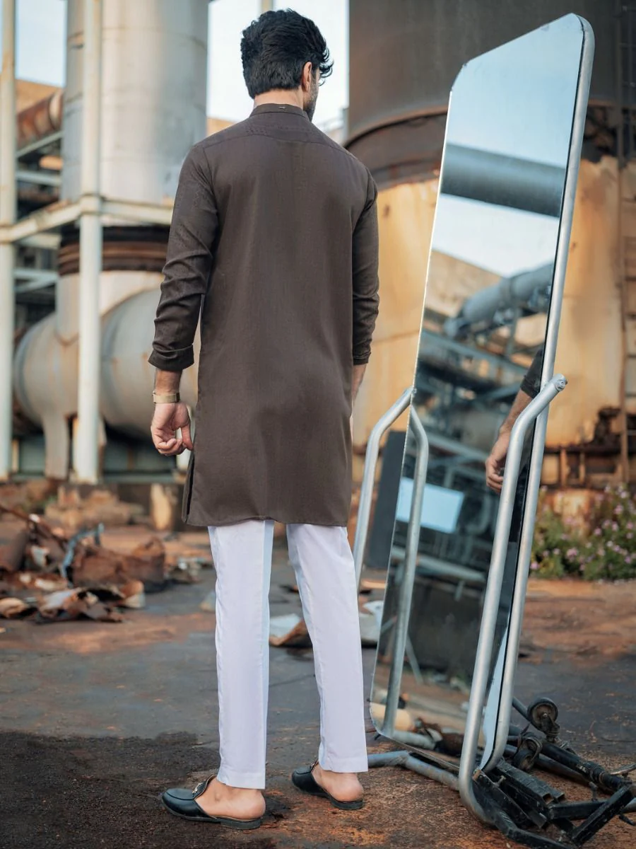 BROWN VISCOSE KURTA | AL-K-US-969/AM-5012B - Image 4