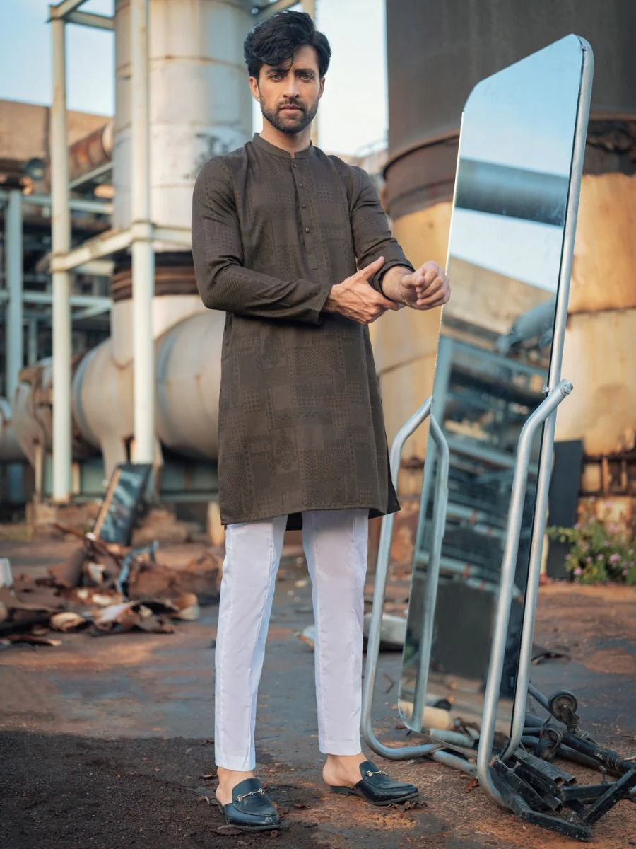 BROWN VISCOSE KURTA | AL-K-US-969/AM-5012B - Image 5