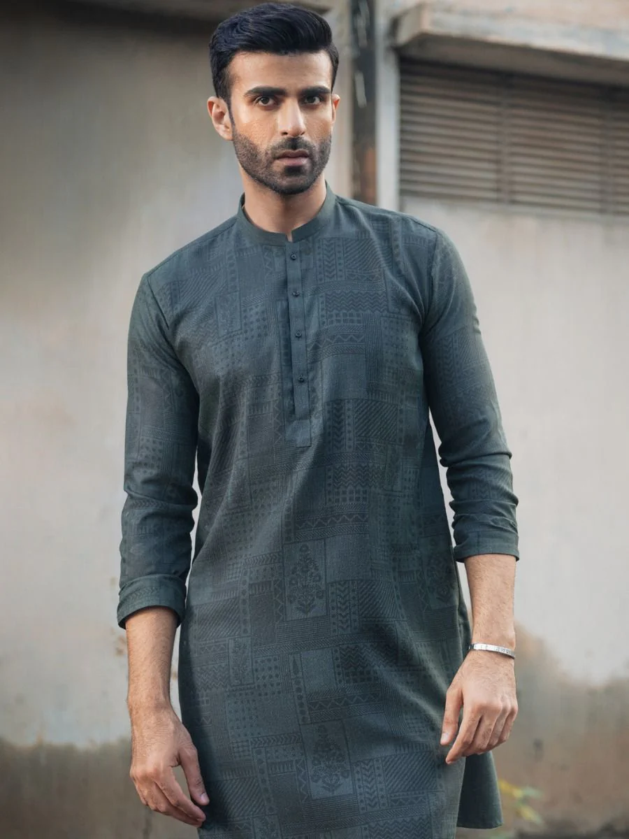 GREEN VISCOSE KURTA | AL-K-US-970/AM-5012C - Image 2