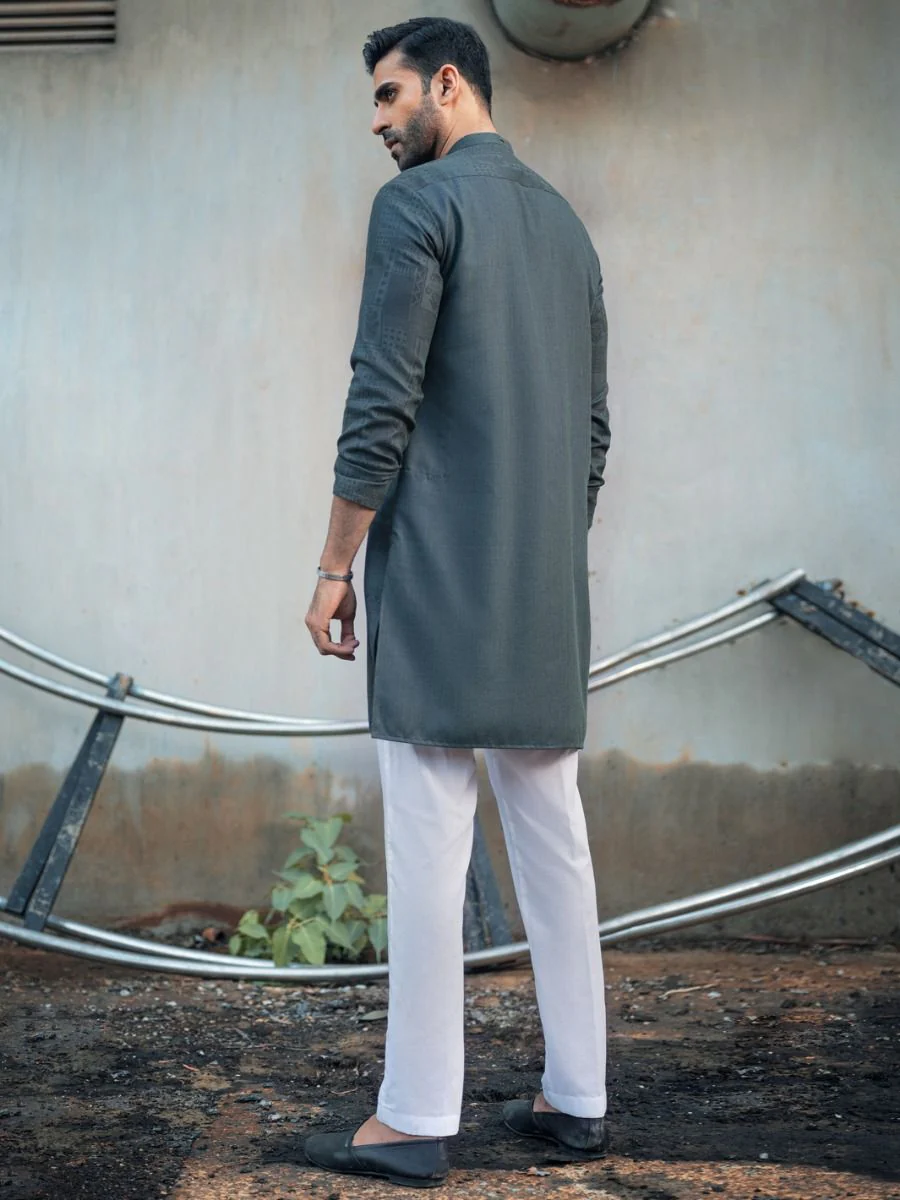 GREEN VISCOSE KURTA | AL-K-US-970/AM-5012C - Image 4