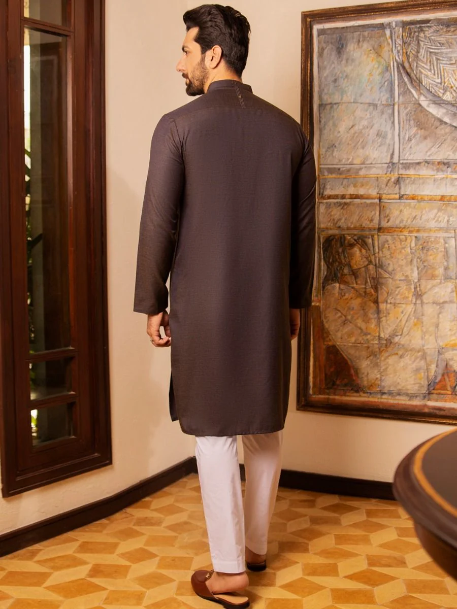 DULL BROWN VISCOSE KURTA | AL-K-US-972/AM-5041D - Image 3