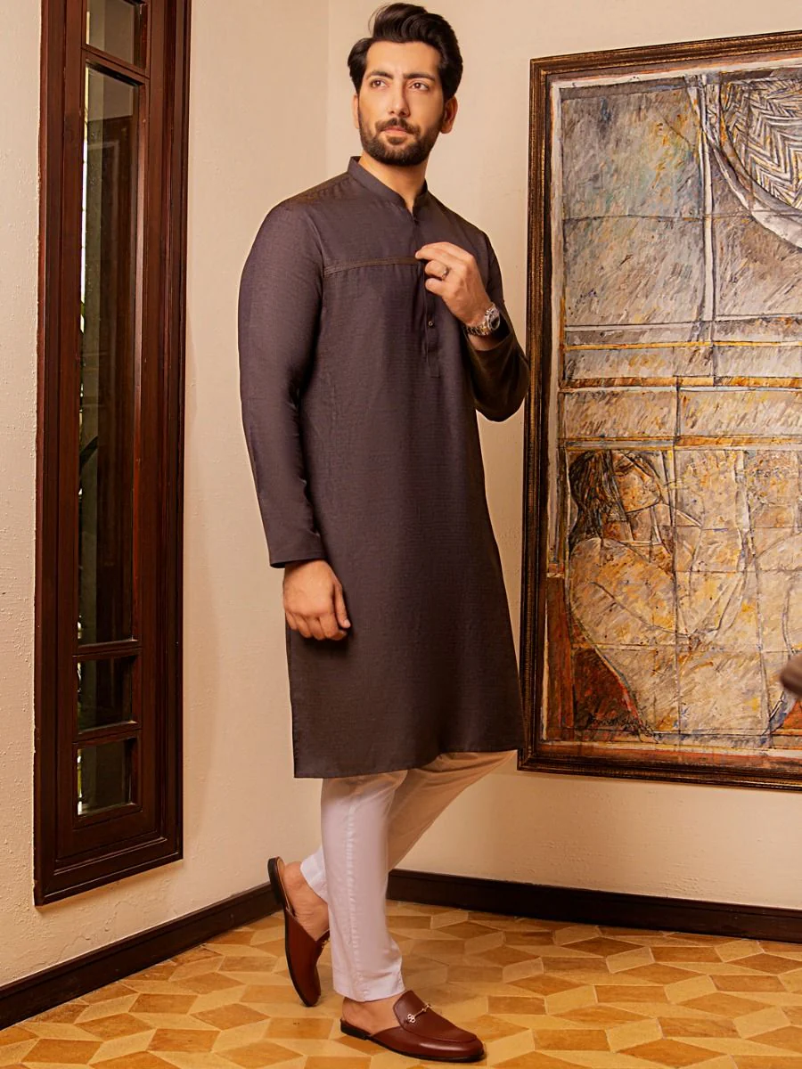 DULL BROWN VISCOSE KURTA | AL-K-US-972/AM-5041D - Image 4