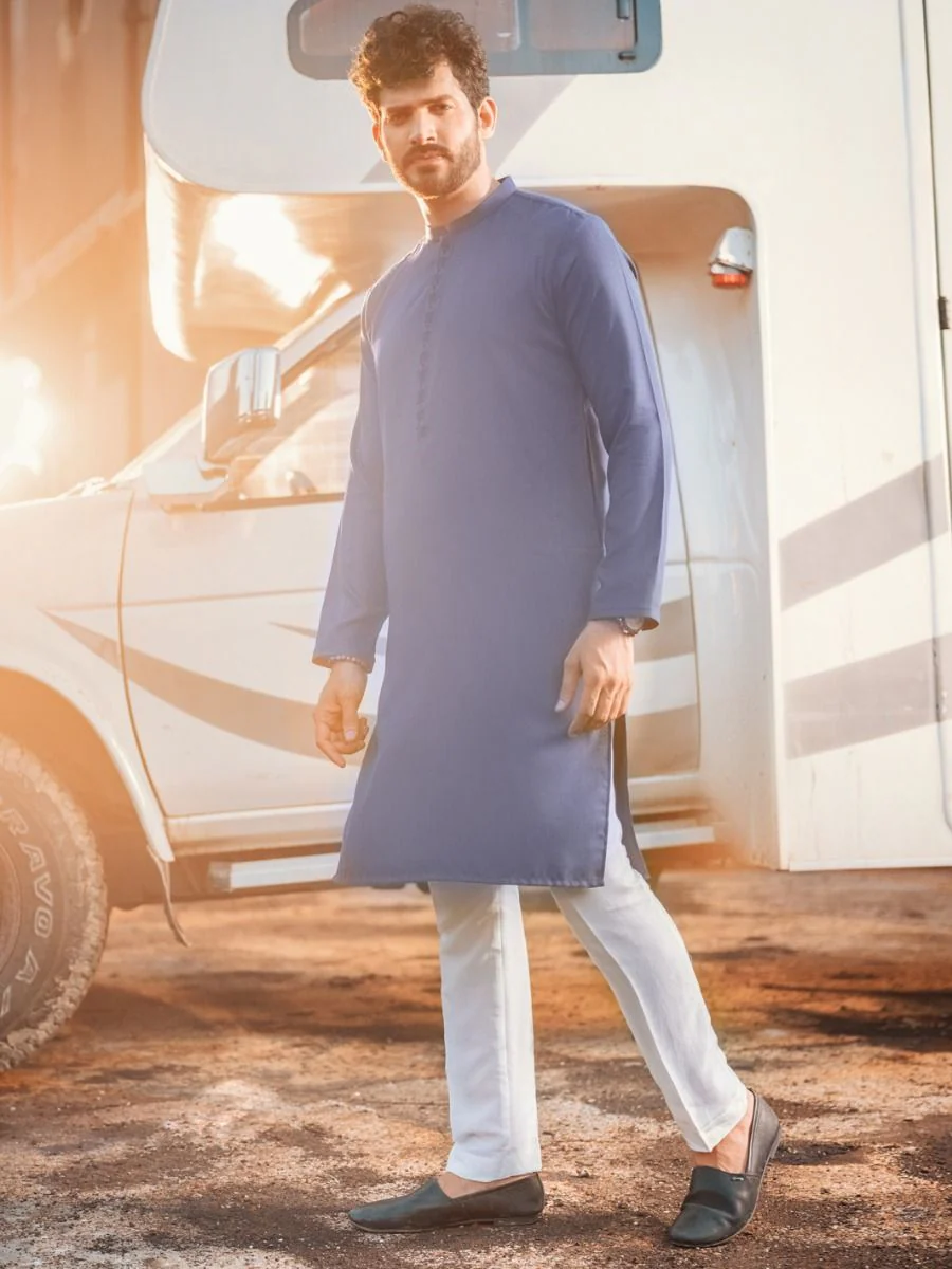 BLUE VISCOSE KURTA | AL-K-US-975/AM-5012E - Image 5