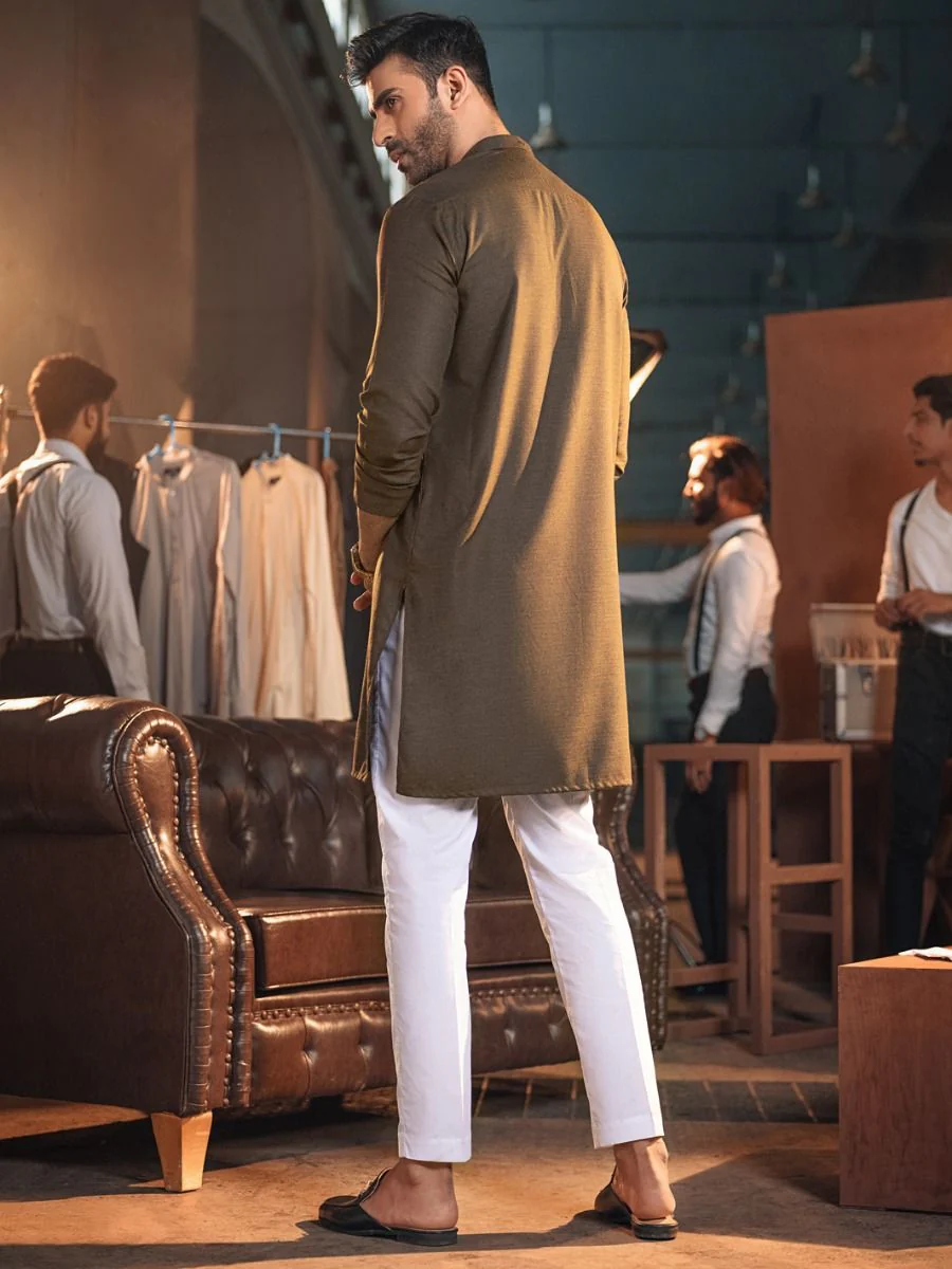 OLIVE VISCOSE KURTA | AL-K-US-978/AM-5041E - Image 6