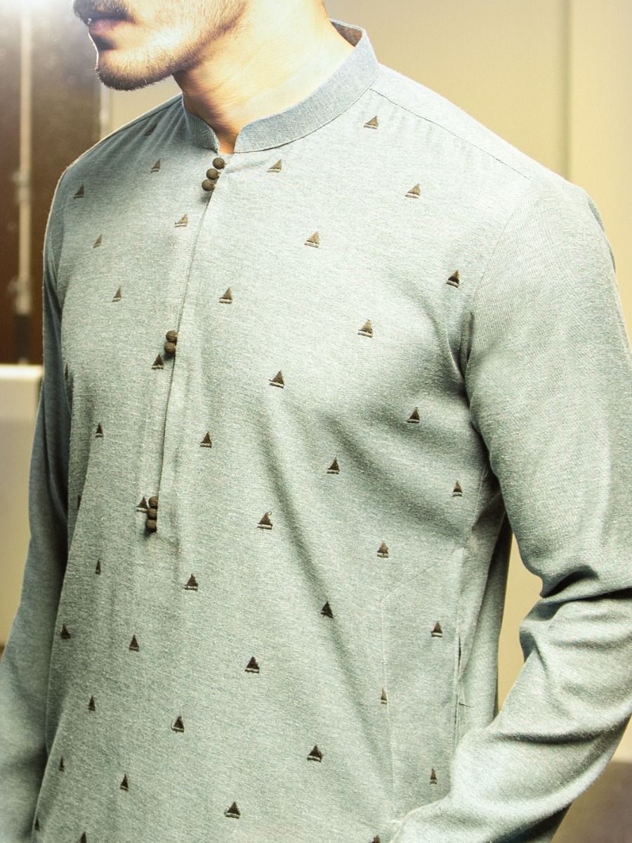 STEEL GREY COTTON KURTA | AL-K-US-982/AM-5025D - Image 2