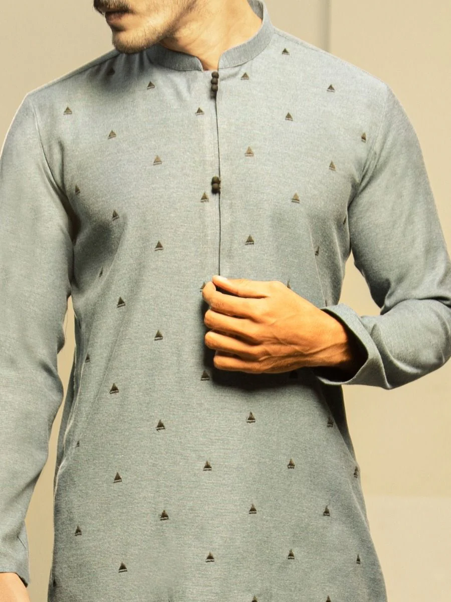 STEEL GREY COTTON KURTA | AL-K-US-982/AM-5025D - Image 3