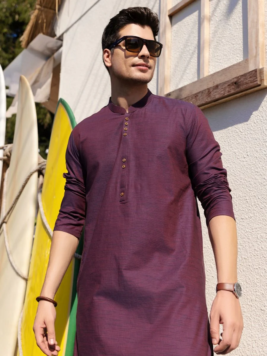 PURPLE COTTON KURTA | AL-K-US-990/AM-948C - Image 3