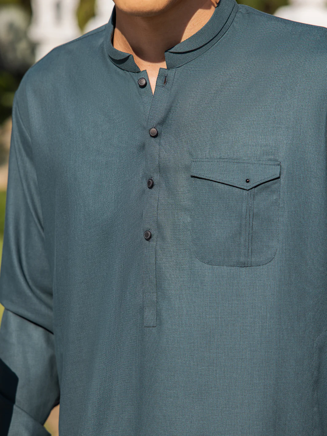 GREEN POLY VISCOSE YARN DYED KAMEEZ SHALWAR | AL-KS-2976/AM-8434D - Image 3