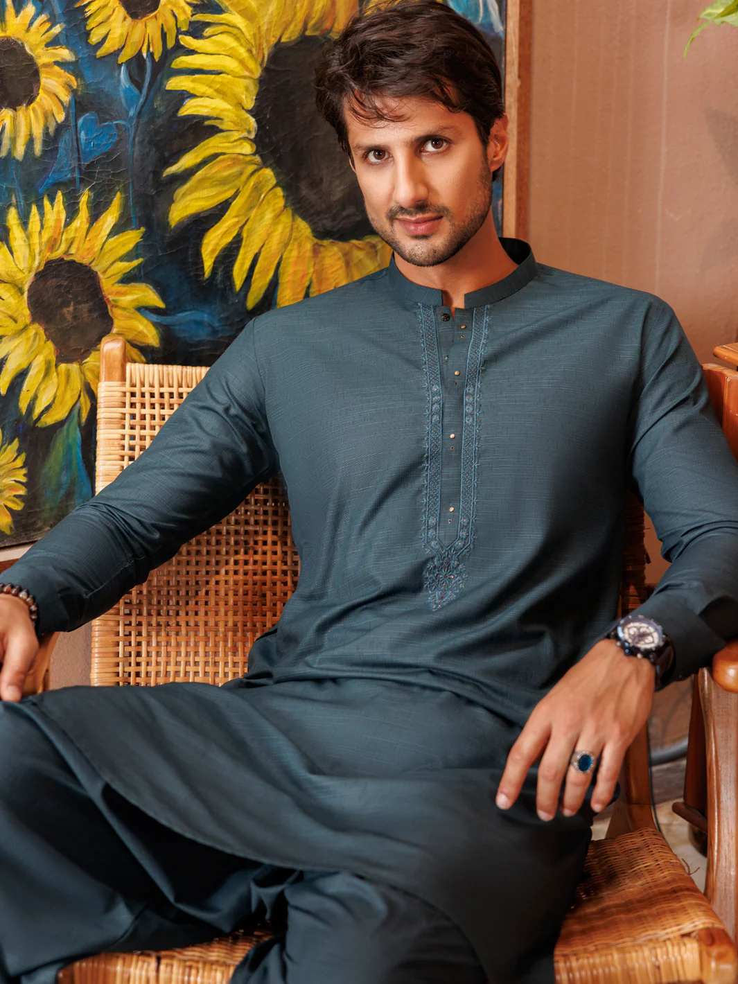 GREEN KAMEEZ SHALWAR | AL-KS-2987/AM-6123D - Image 2