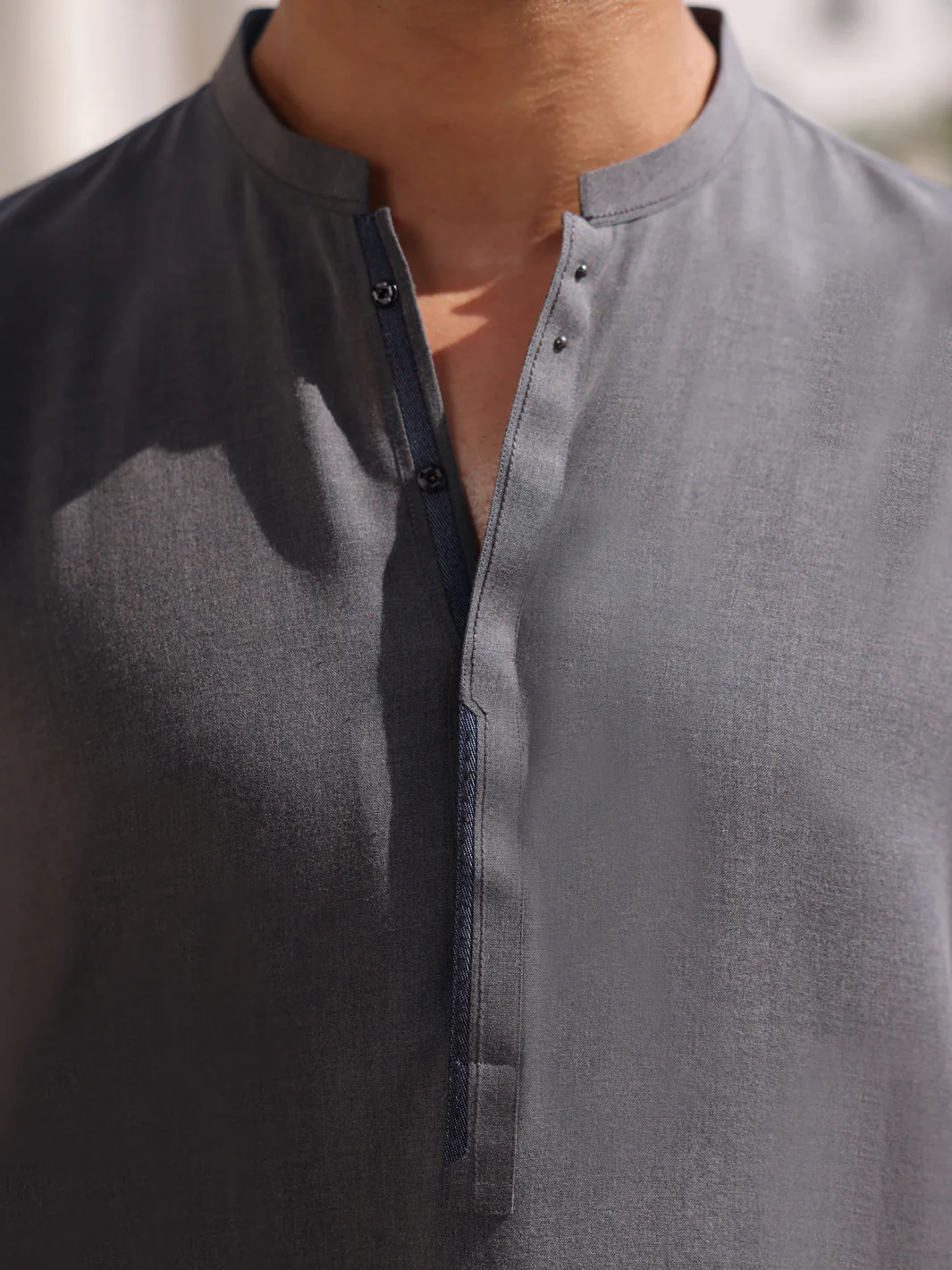 LIGHT GREY BLENDED KAMEEZ SHALWAR | AL-KS-2994/AM-6095O - Image 3