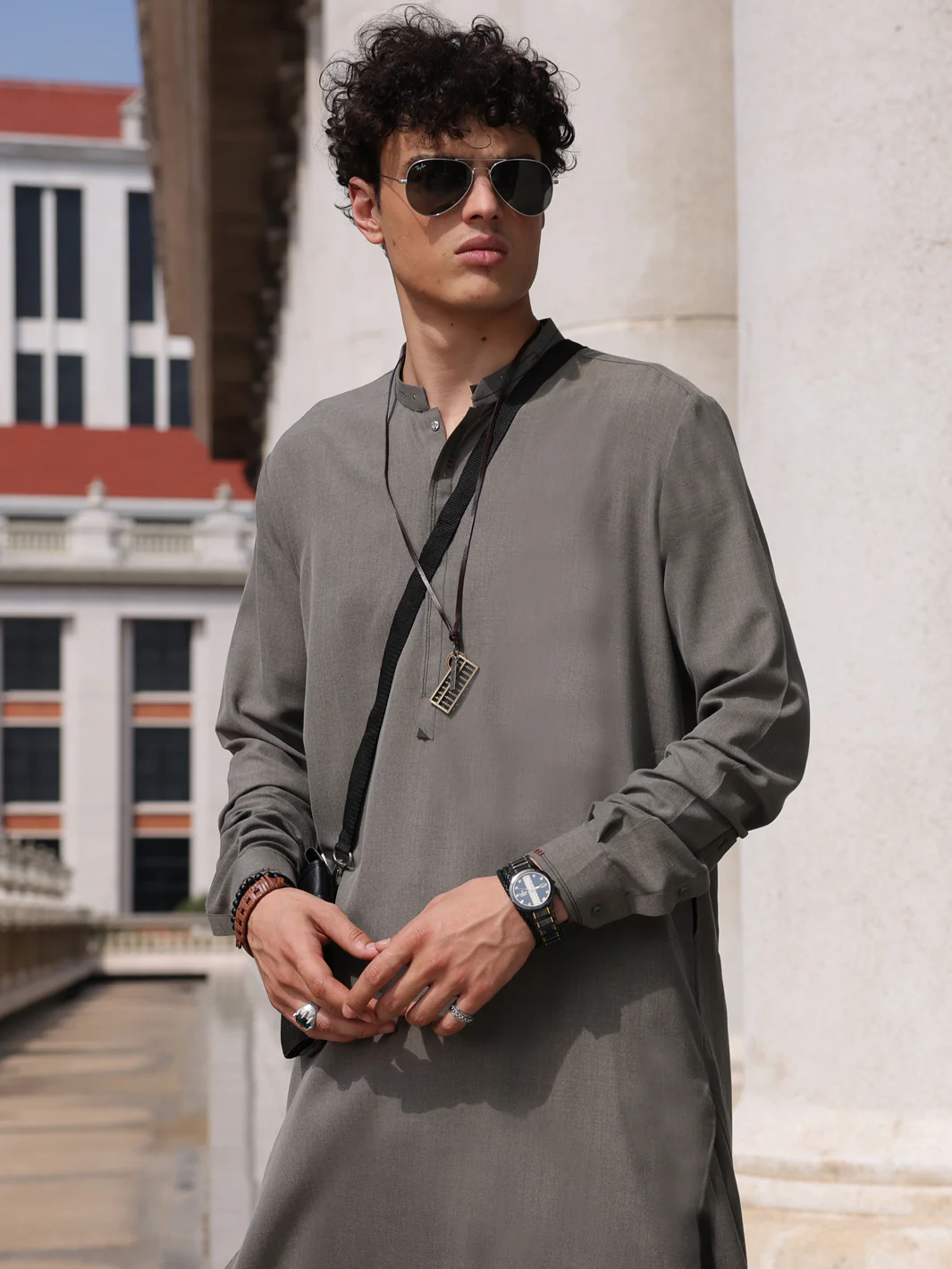 GREY BLENDED KAMEEZ SHALWAR | AL-KS-2995/AM-6095M - Image 3