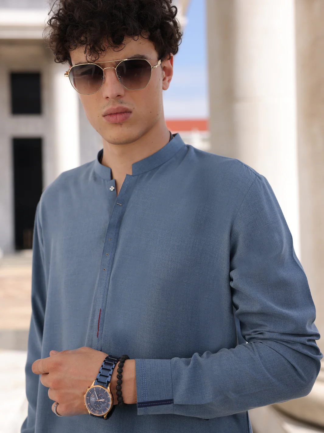 BLUE VISCOSE KAMEEZ SHALWAR | AL-KS-2997/AM-6095L - Image 2