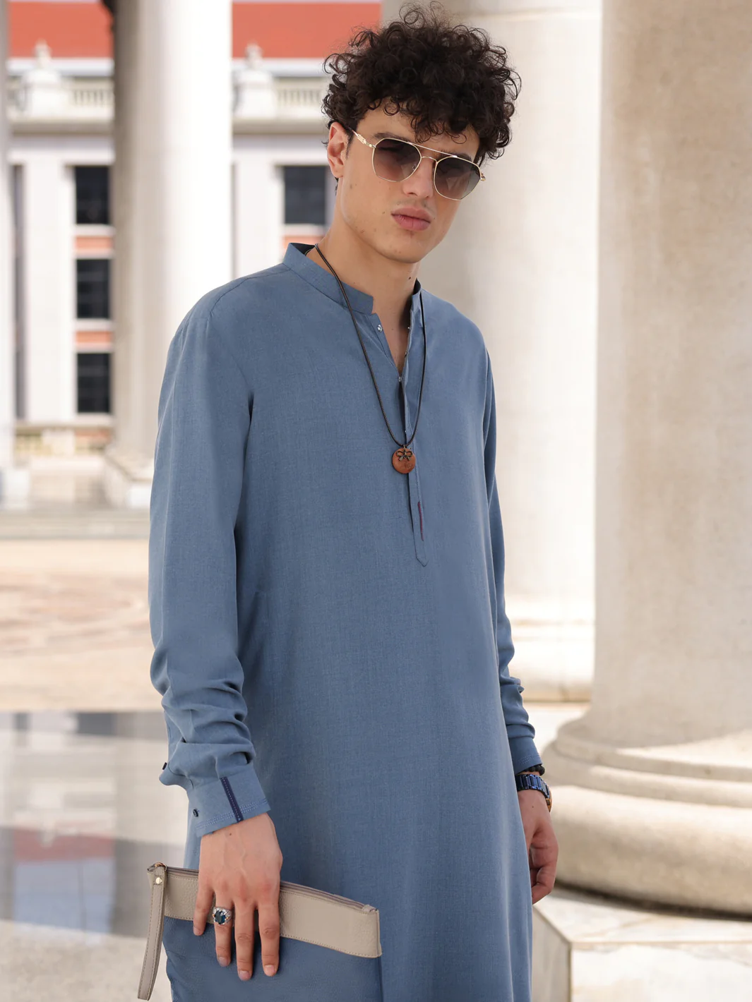 BLUE VISCOSE KAMEEZ SHALWAR | AL-KS-2997/AM-6095L - Image 4