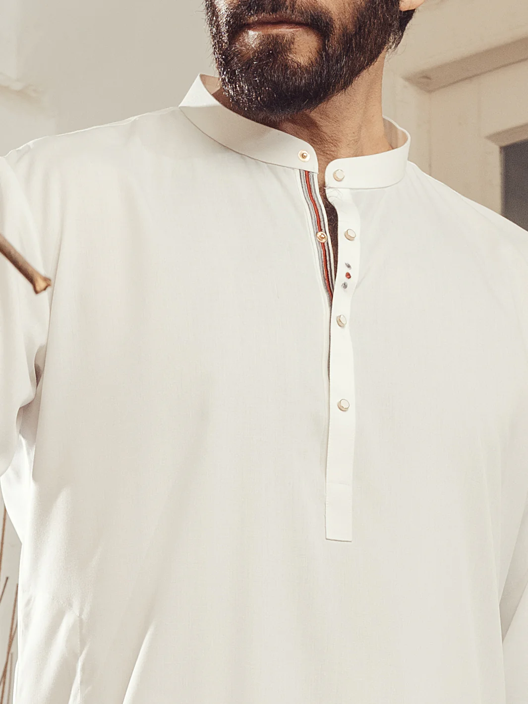 WHITE BLENDED KAMEEZ SHALWAR | AL-KS-3001A/AM-6145A - Image 2