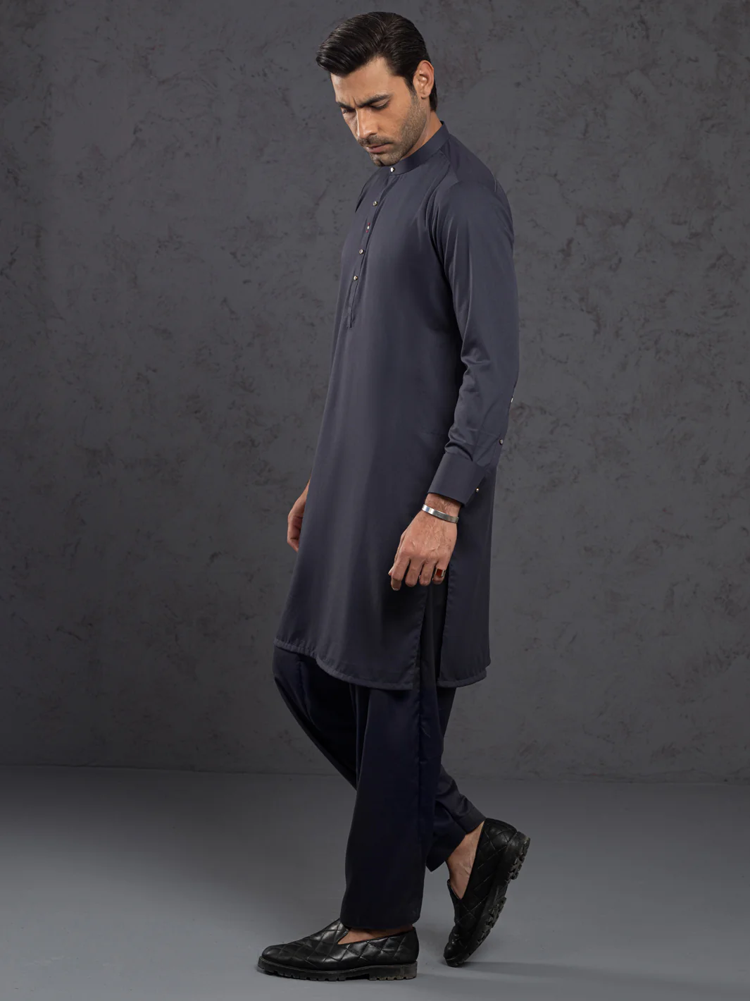 GREY BLENDED KAMEEZ SHALWAR | AL-KS-3001B/AM-6145-B1 - Image 5