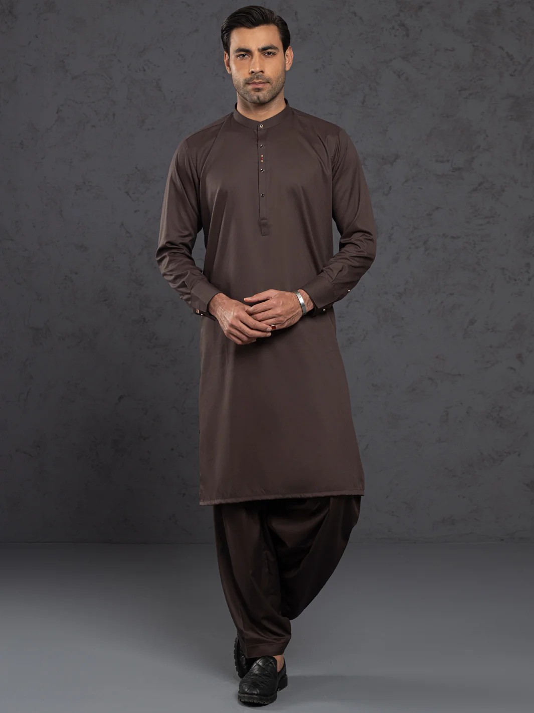 BROWN BLENDED KAMEEZ SHALWAR | AL-KS-3001E/AM-6145E