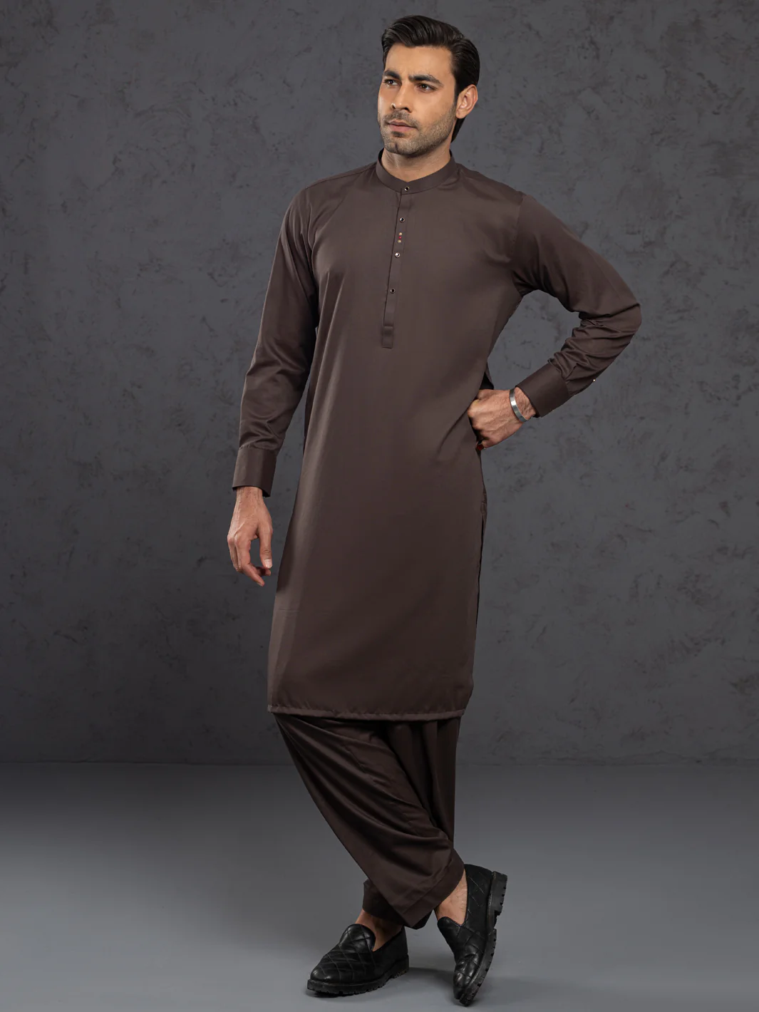 BROWN BLENDED KAMEEZ SHALWAR | AL-KS-3001E/AM-6145E - Image 5