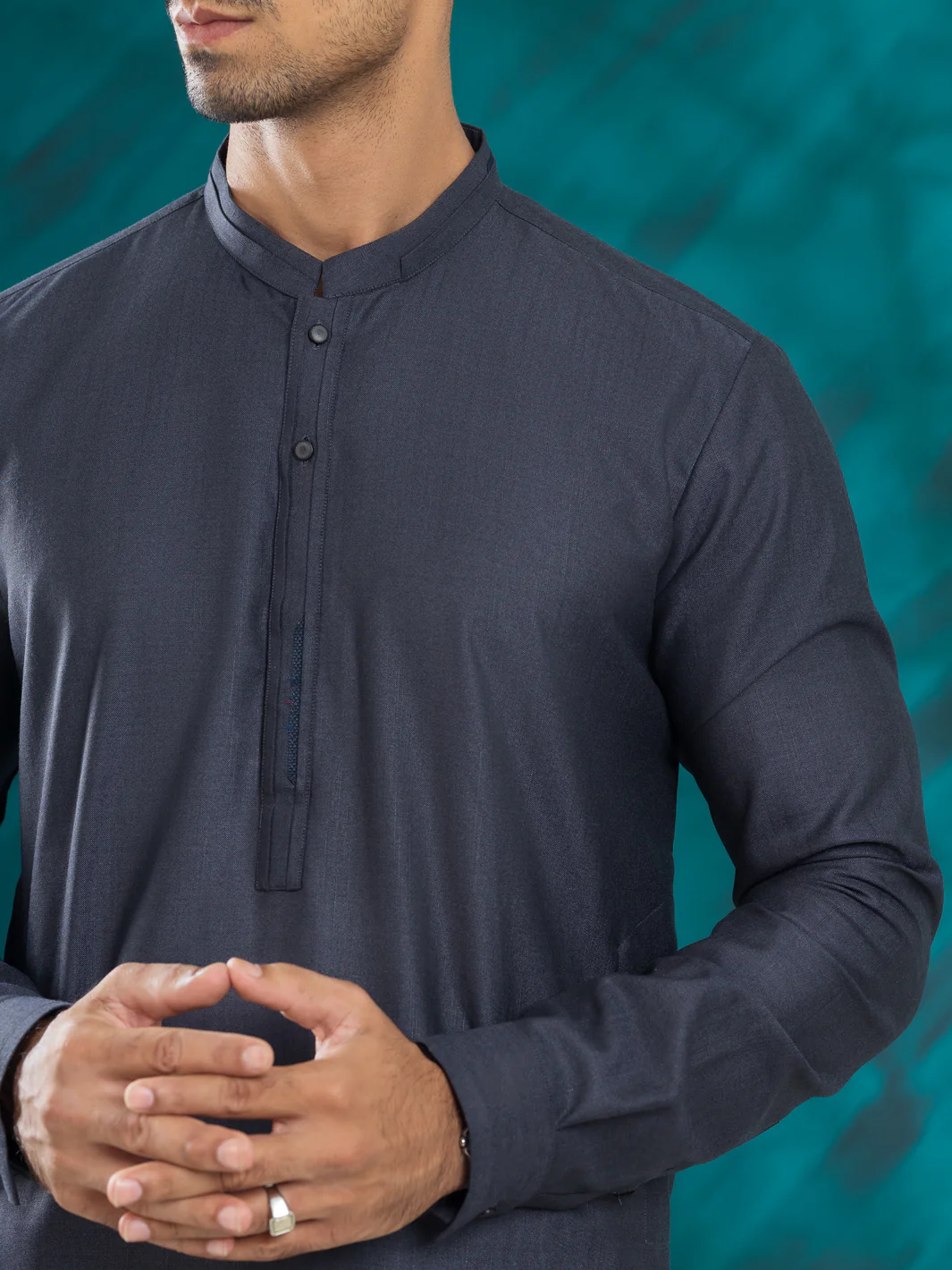CHARCOAL GREY BLENDED KAMEEZ SHALWAR | AL-KS-3032/AM-6170E - Image 2