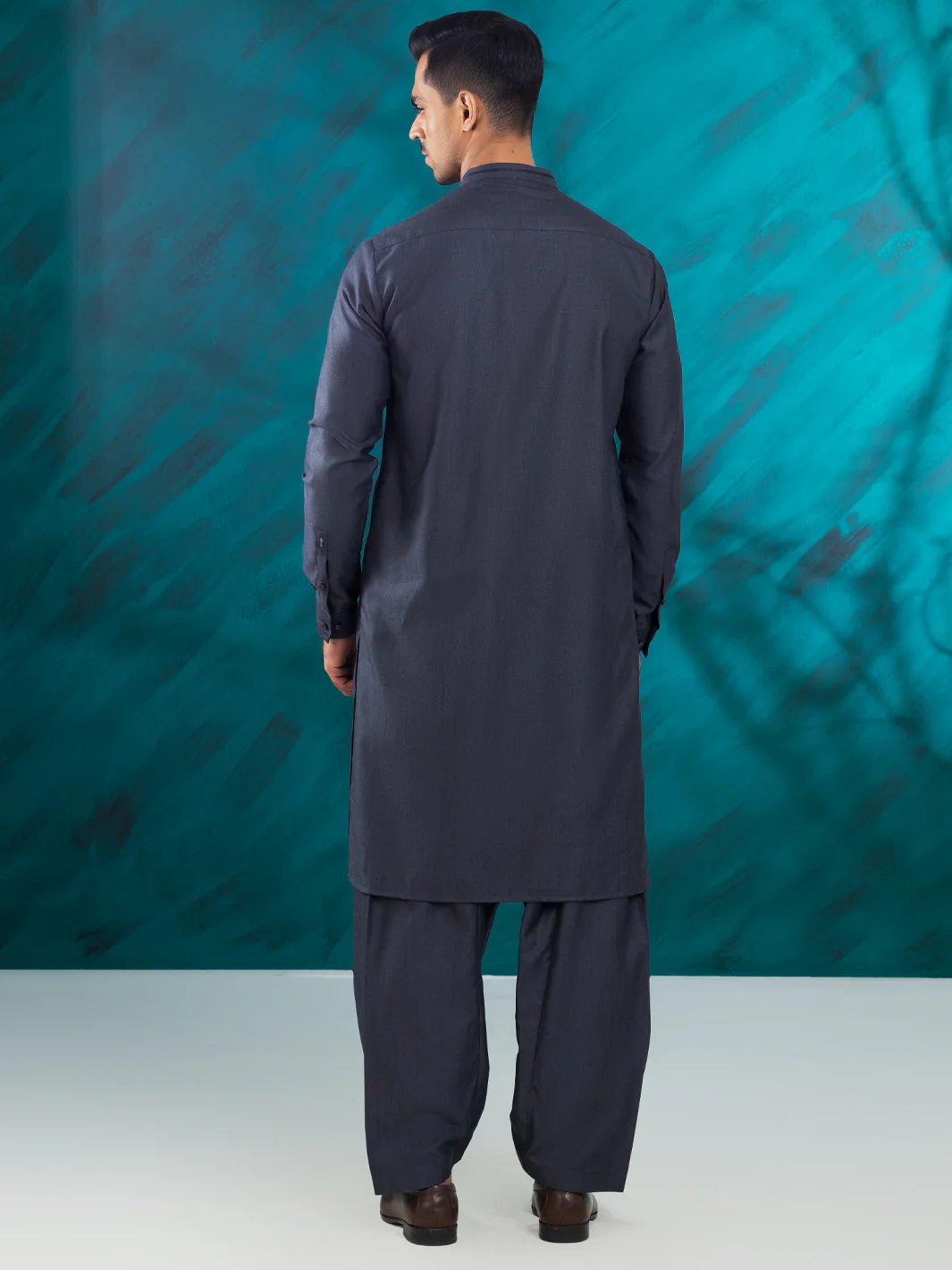 CHARCOAL GREY BLENDED KAMEEZ SHALWAR | AL-KS-3032/AM-6170E - Image 3