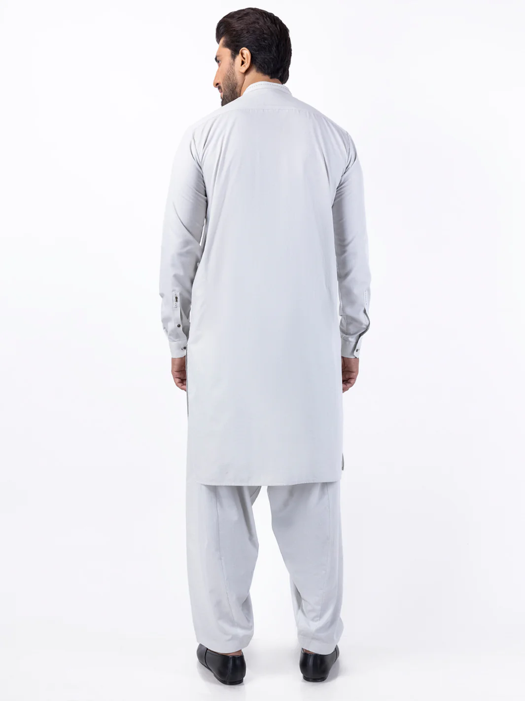LIGHT GREY BLENDED KAMEEZ SHALWAR | AL-KS-3049/AM-6186A - Image 2