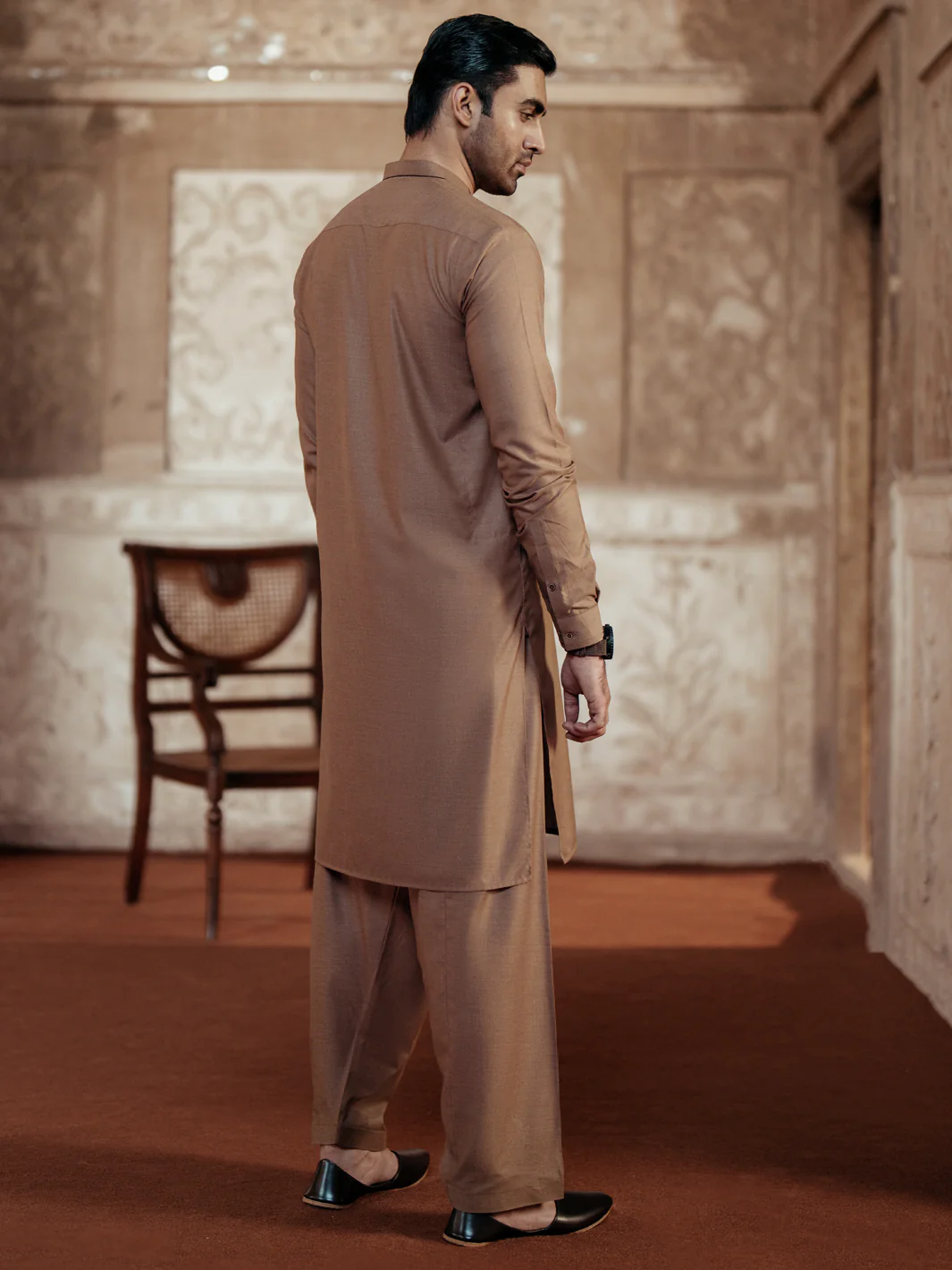 BROWN BLENDED KAMEEZ SHALWAR | AL-KS-3052/AM-6202B - Image 3