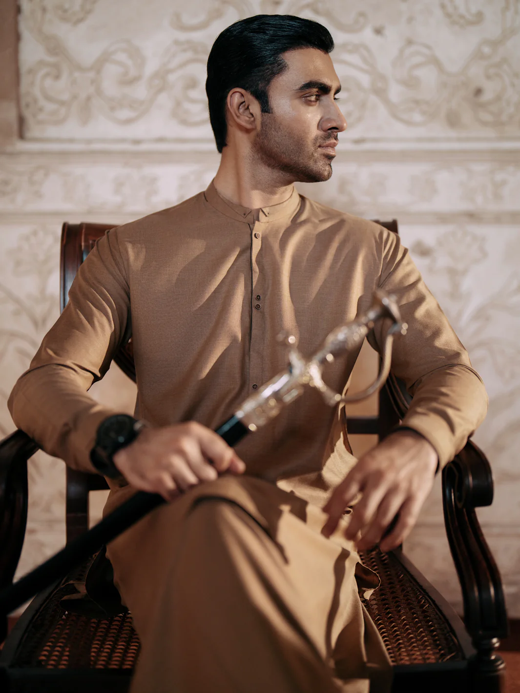 BROWN BLENDED KAMEEZ SHALWAR | AL-KS-3052/AM-6202B - Image 4
