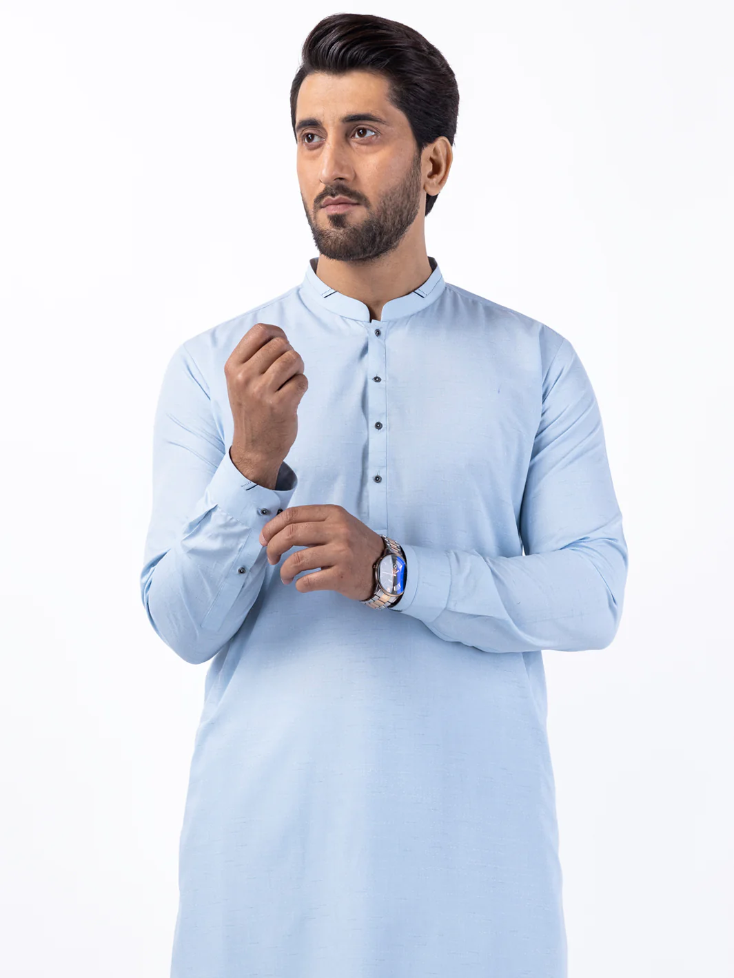 LIGHT BLUE BLENDED KAMEEZ SHALWAR | AL-KS-3053A/AM-6198C - Image 3