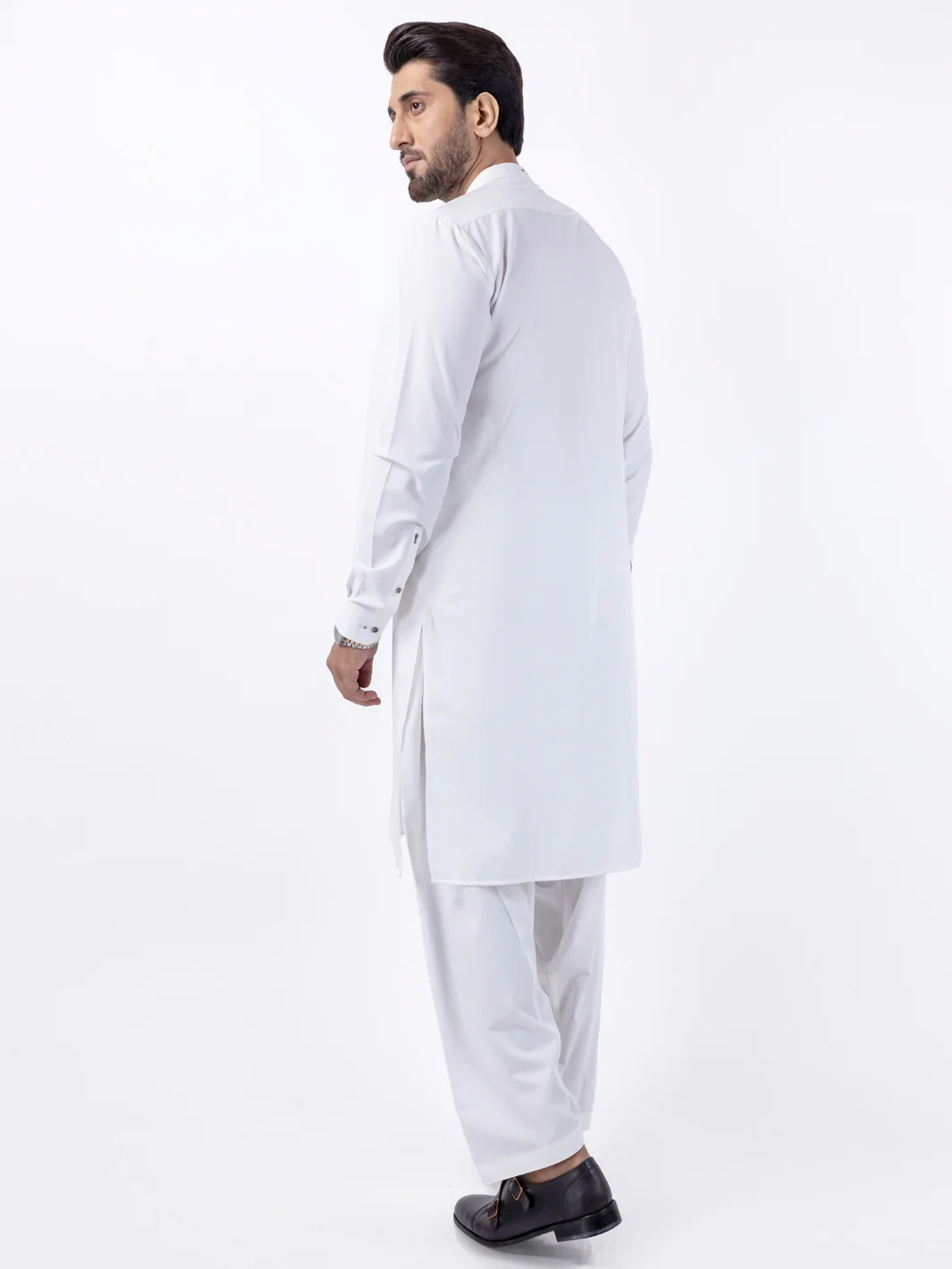 WHITE BLENDED KAMEEZ SHALWAR | AL-KS-3054/AM-6165A - Image 3
