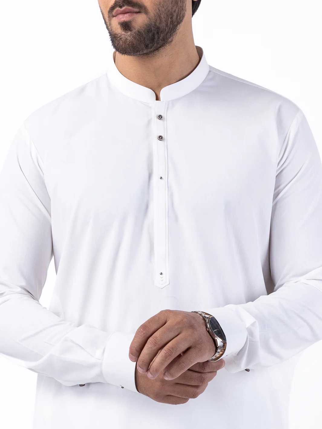 WHITE BLENDED KAMEEZ SHALWAR | AL-KS-3054/AM-6165A - Image 4