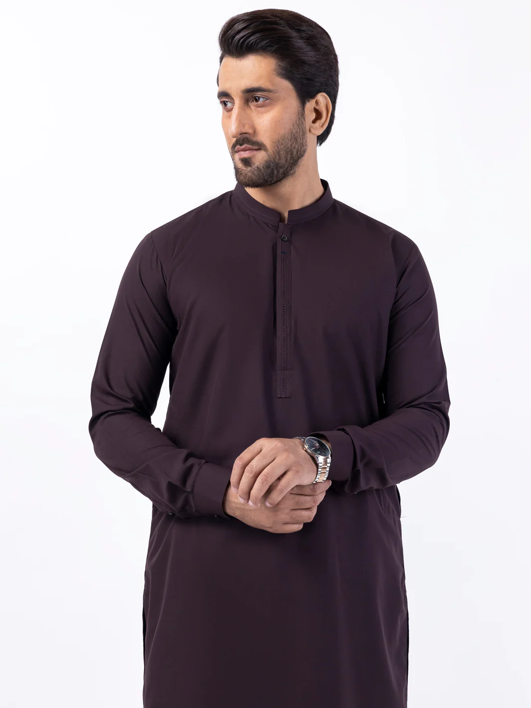DARK BROWN BLENDED KAMEEZ SHALWAR | AL-KS-3056/AM-6165C - Image 3