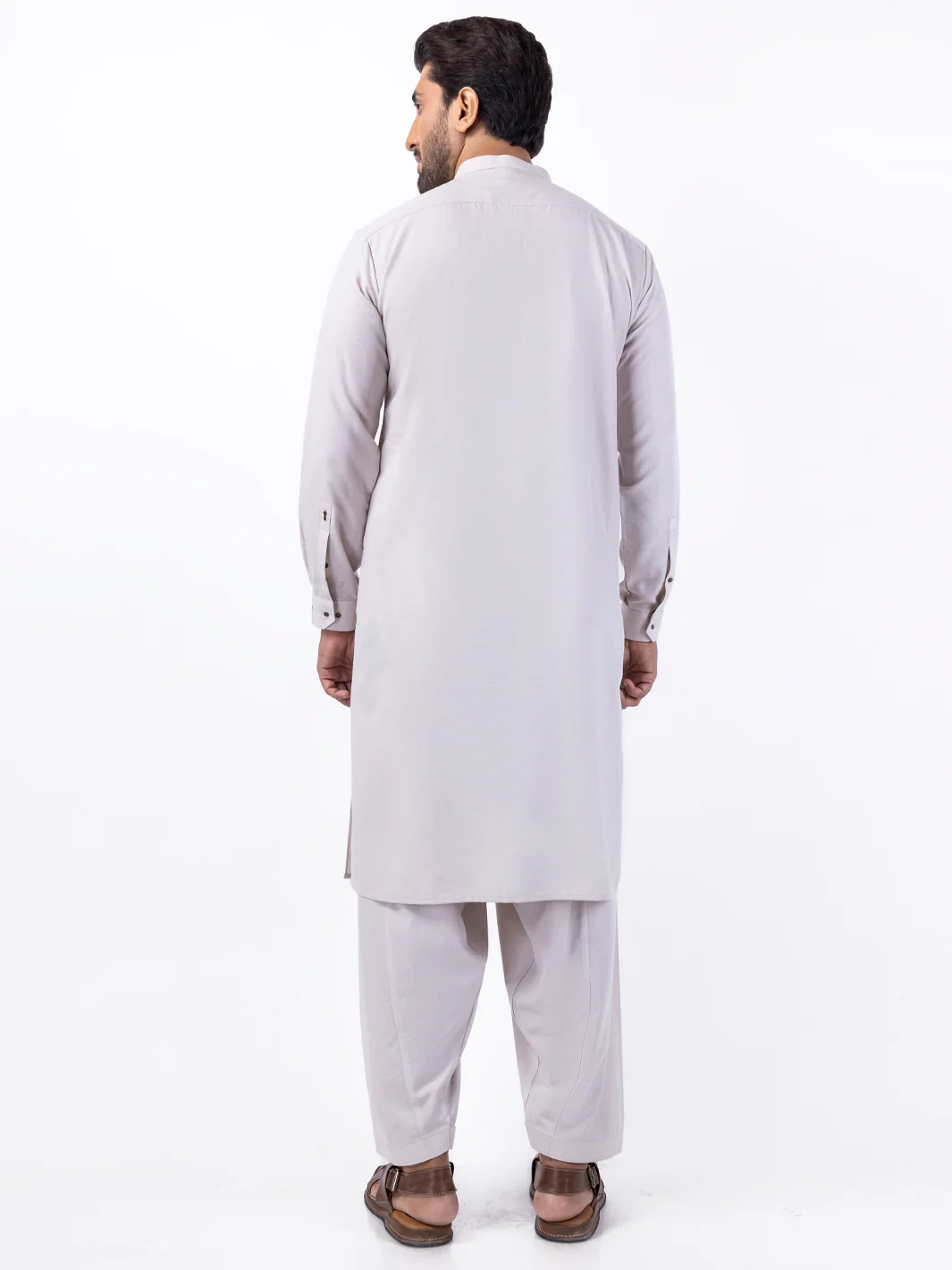 LIGHT BEIGE BLENDED KAMEEZ SHALWAR | AL-KS-3061/AM-6186D - Image 3