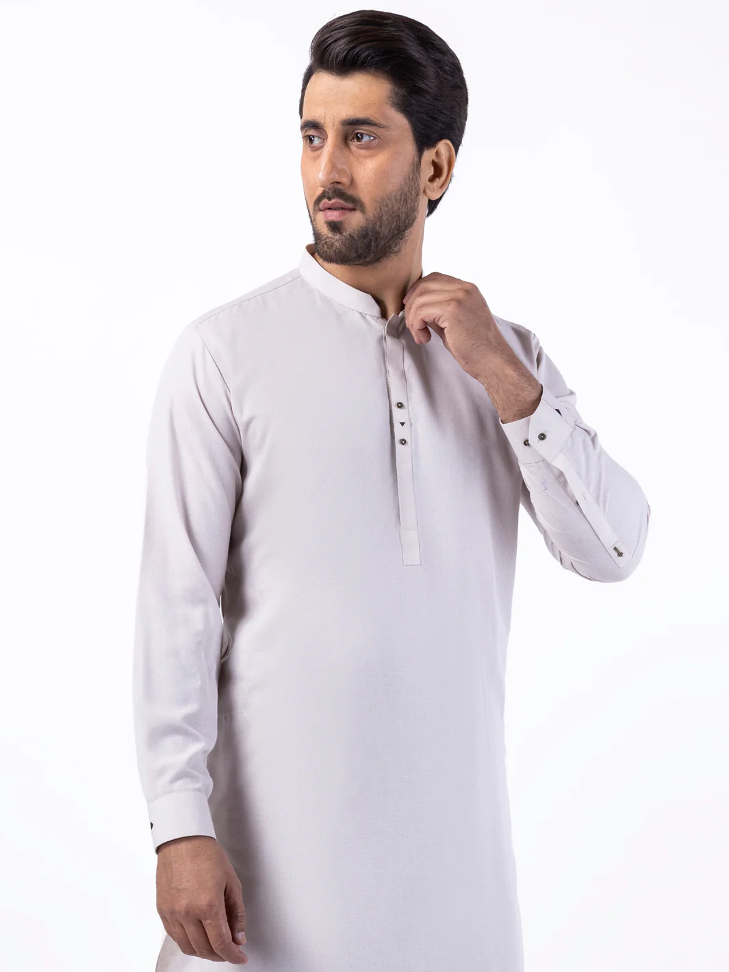 LIGHT BEIGE BLENDED KAMEEZ SHALWAR | AL-KS-3061/AM-6186D - Image 4