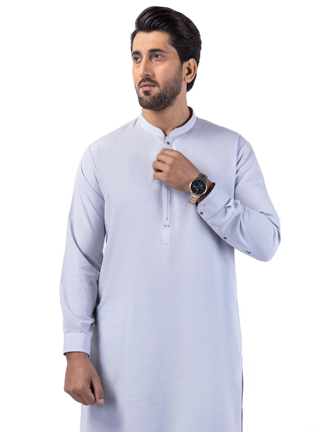 ASH GREY BLENDED KAMEEZ SHALWAR | AL-KS-3063/AM-6186E - Image 4