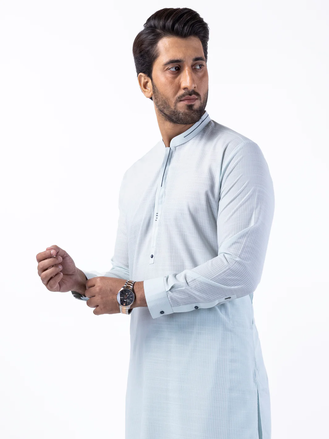 LIGHT BLUE BLENDED KAMEEZ SHALWAR | AL-KS-3064A/AM-6196A - Image 4