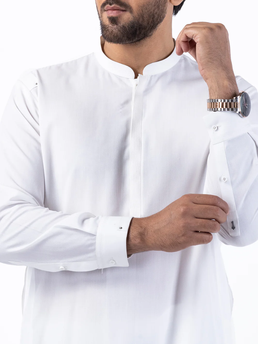 WHITE BLENDED KAMEEZ SHALWAR | AL-KS-3067/AM-6211A - Image 2