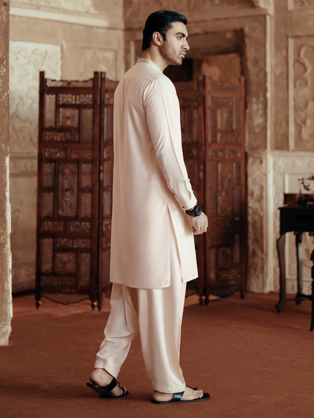 CREAM BLENDED KAMEEZ SHALWAR | AL-KS-3069/AM-6198B - Image 3
