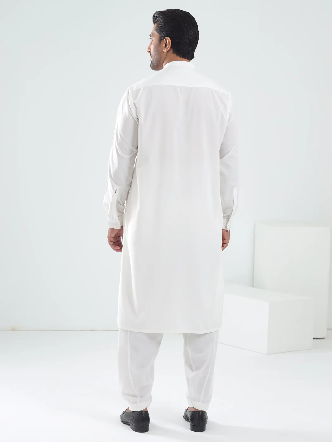 WHITE BLENDED KAMEEZ SHALWAR | AL-KS-3075A/AM-6175A - Image 3