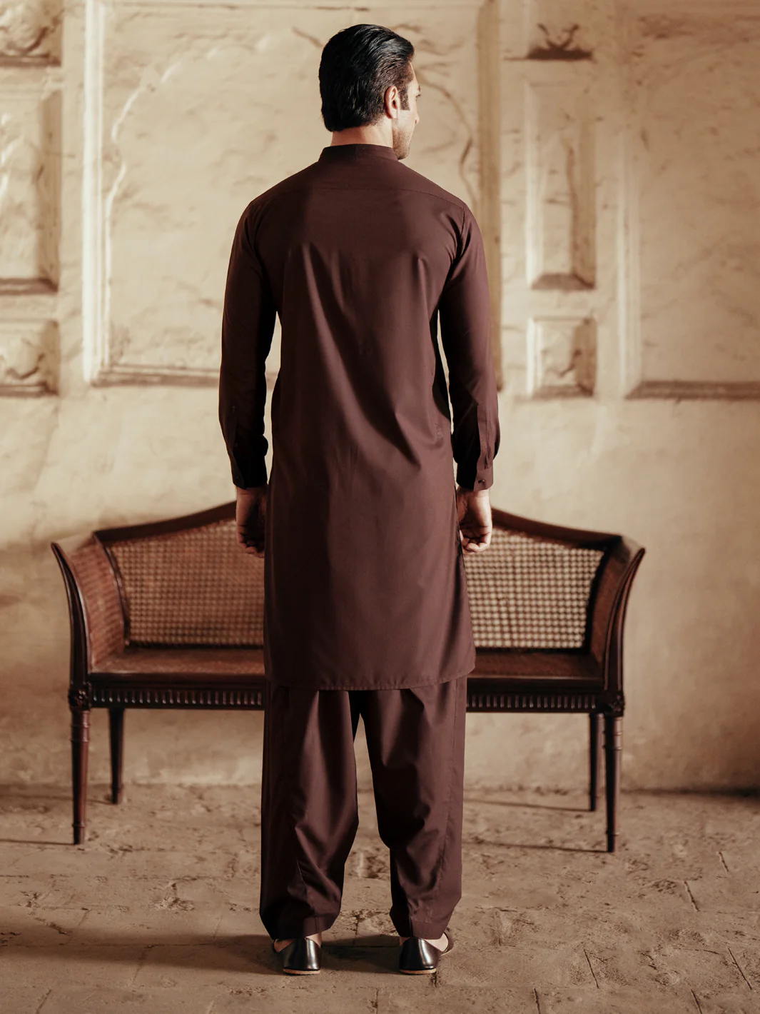 DARK BROWN BLENDED KAMEEZ SHALWAR | AL-KS-3084/AM-6175M - Image 4
