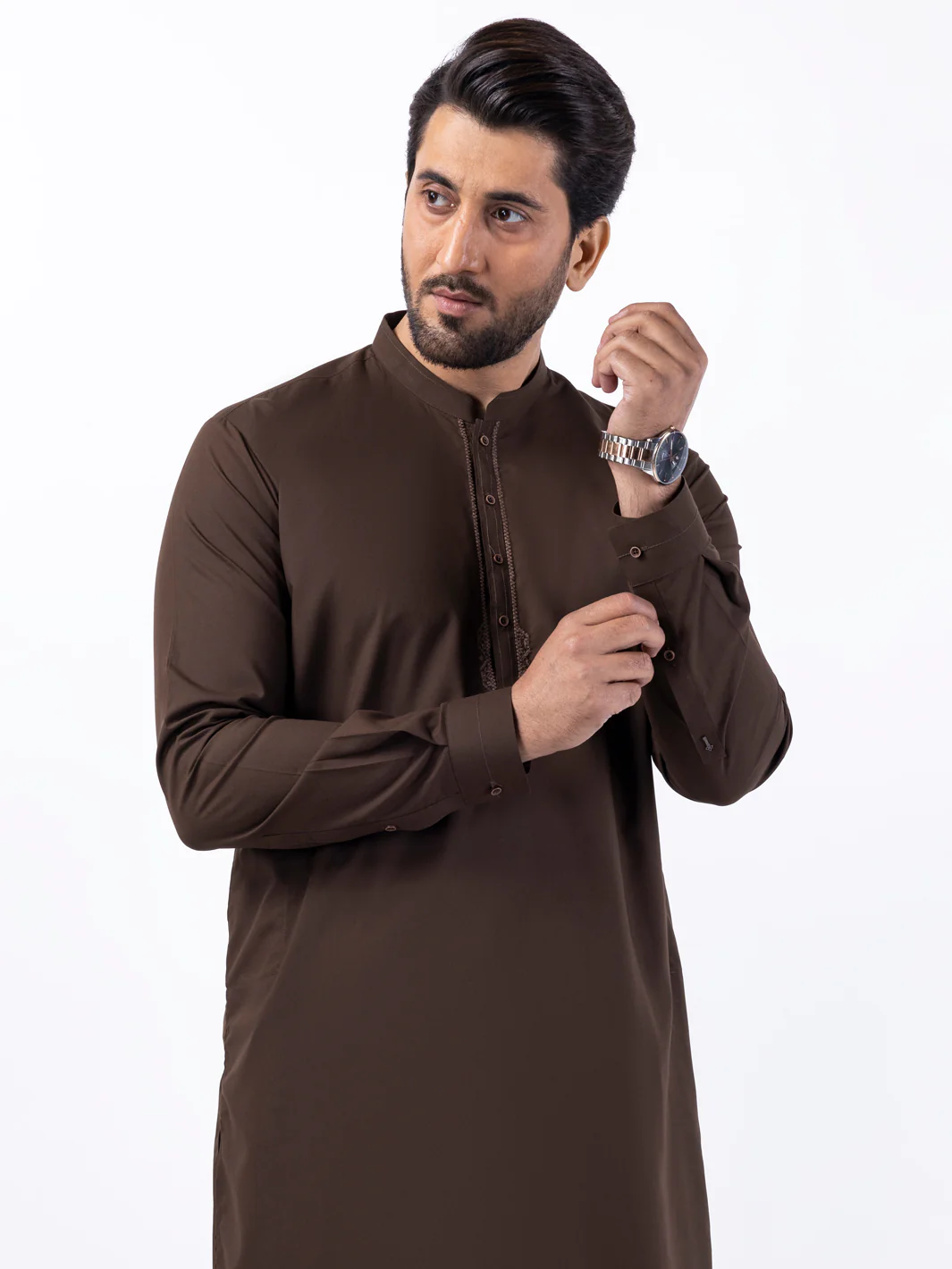 BROWN BLENDED KAMEEZ SHALWAR | AL-KS-3087/AM-6175K - Image 4