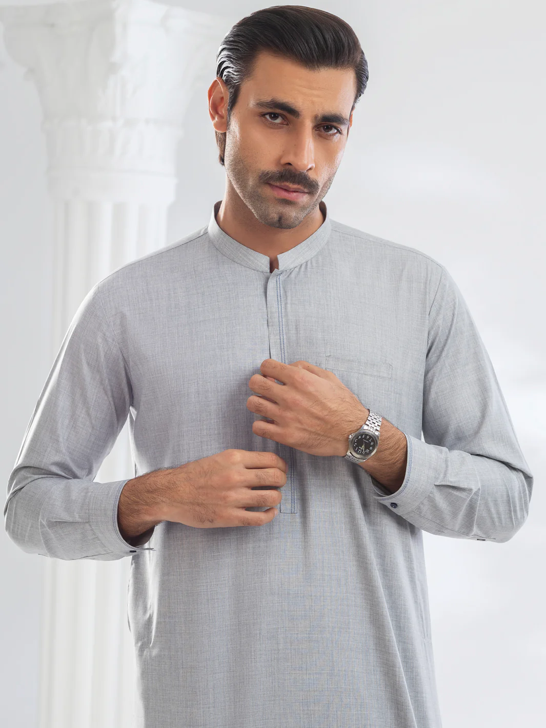 GREY BLENDED KAMEEZ SHALWAR | AL-KS-3104/AM-6209C - Image 3