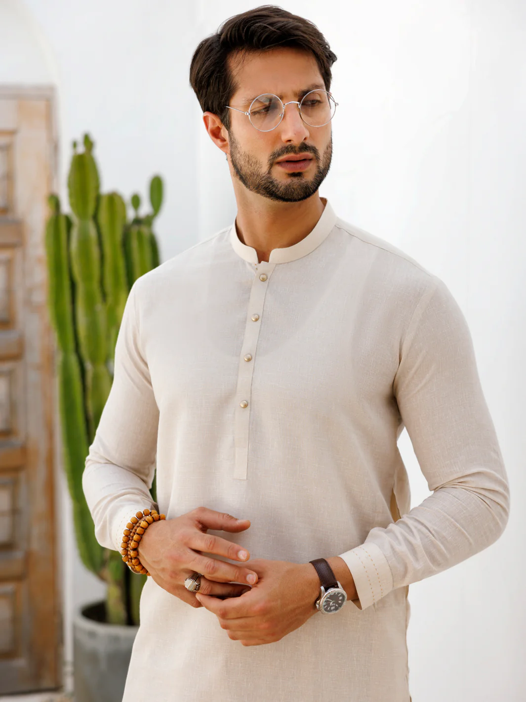 BEIGE BLENDED KAMEEZ SHALWAR | AL-KS-3106/AM-6199B - Image 2