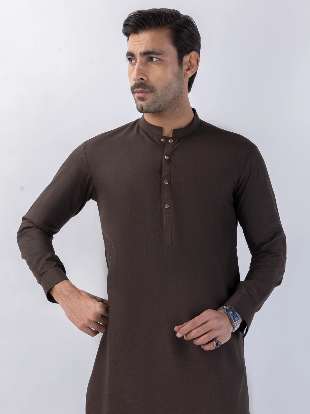 BROWN BLENDED KAMEEZ SHALWAR | AL-KS-3123/AM-6210B - Image 2