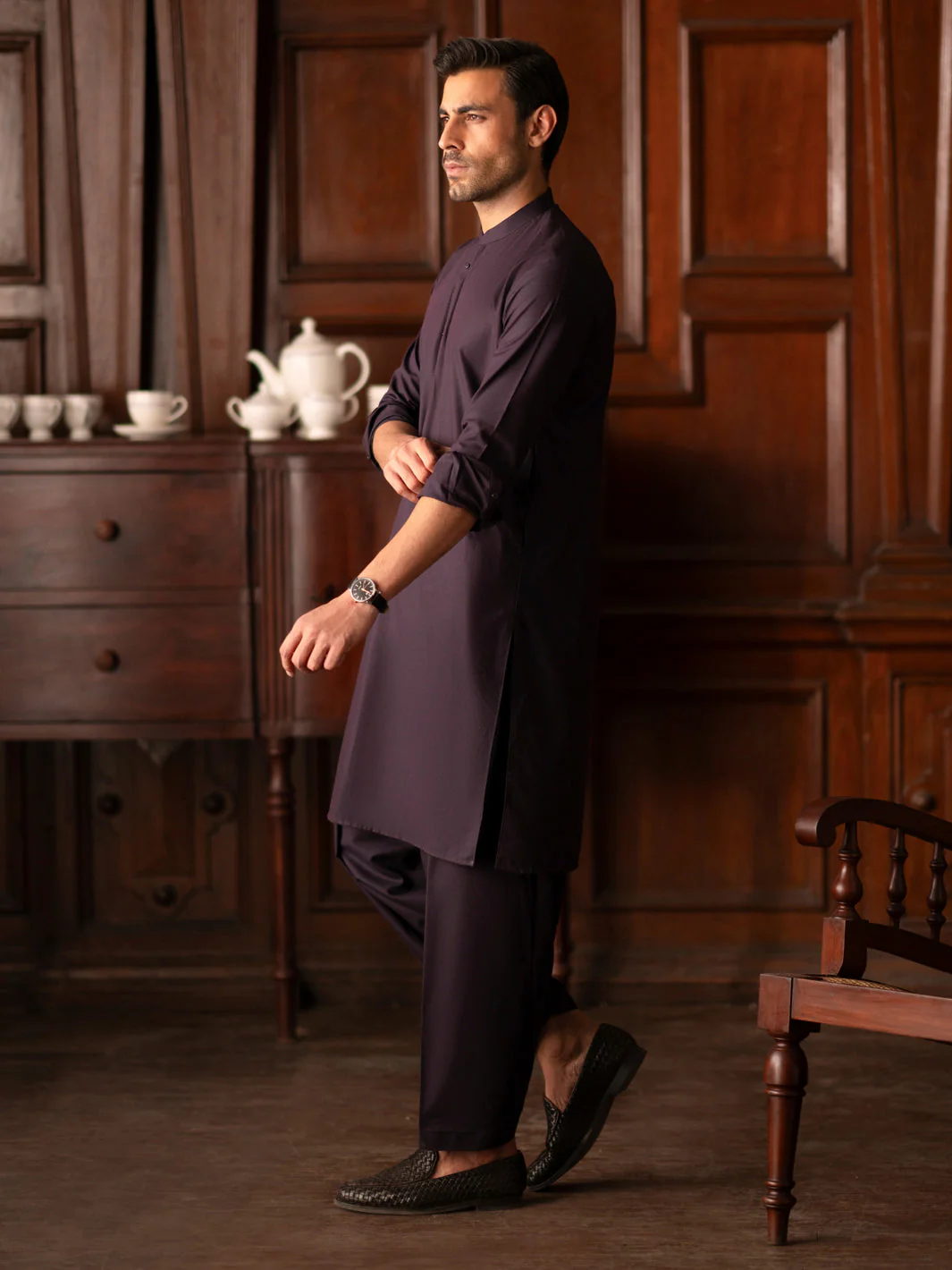 PURPLE BLENDED KAMEEZ SHALWAR | AL-KS-3130/AM-6210A - Image 3