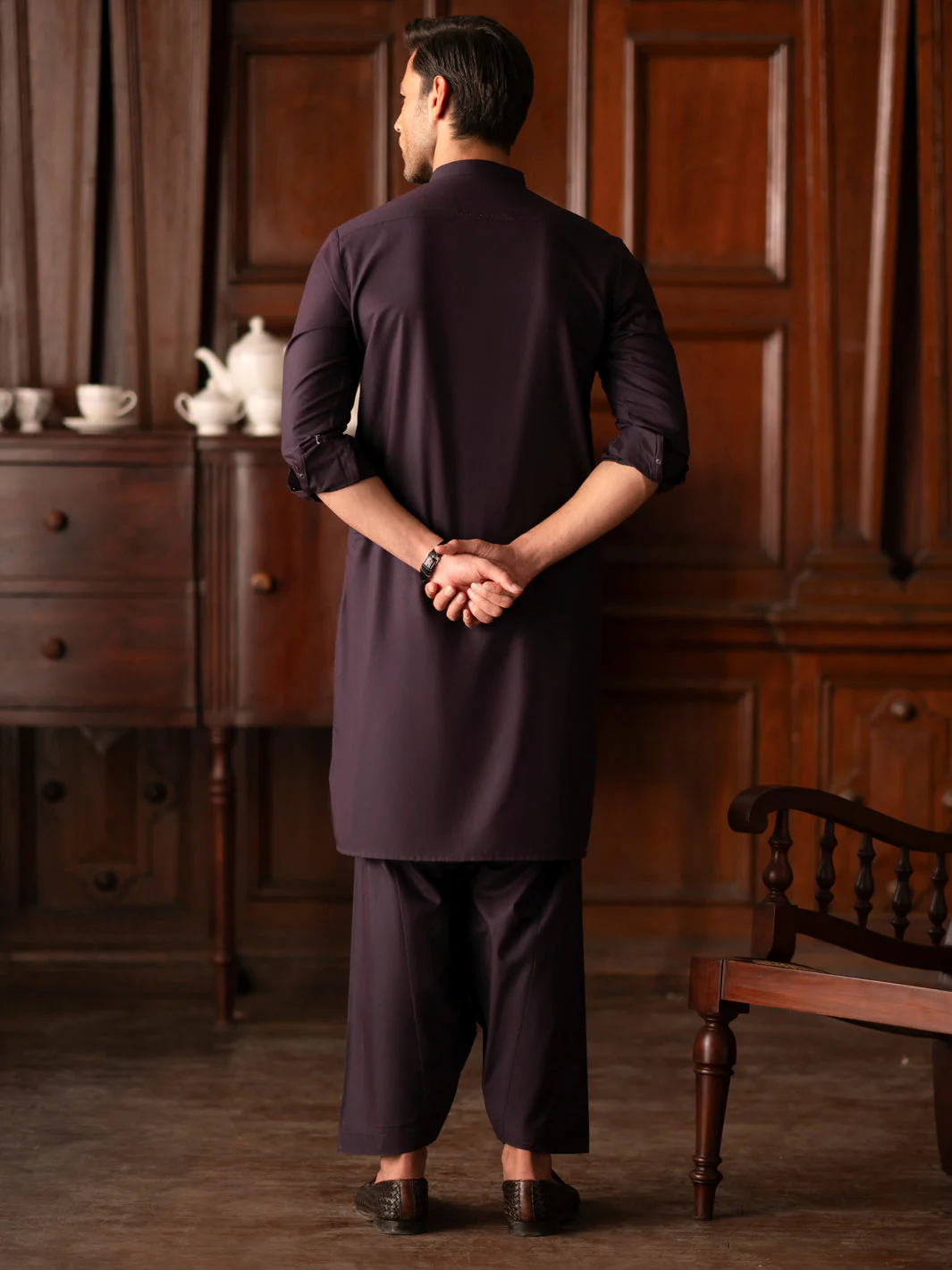 PURPLE BLENDED KAMEEZ SHALWAR | AL-KS-3130/AM-6210A - Image 5